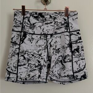 Black and White Marble Biker Shorts